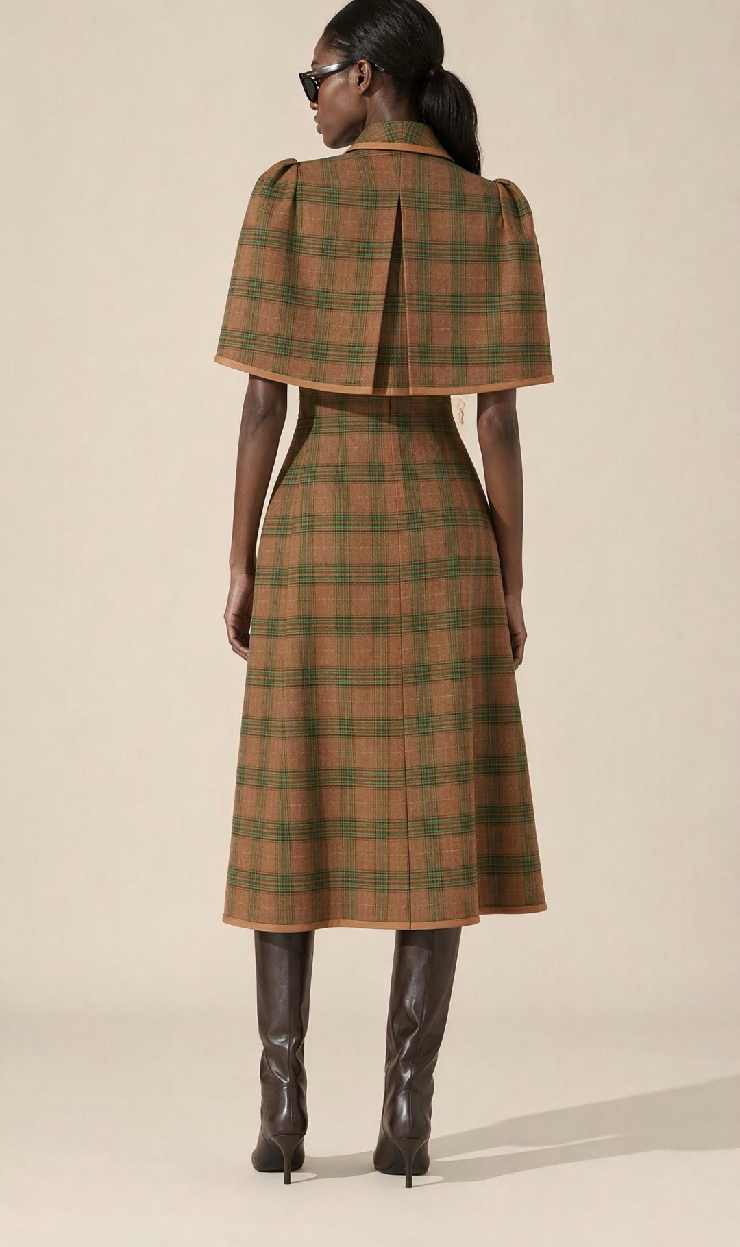 The Elowen Heritage Plaid Cape Dress