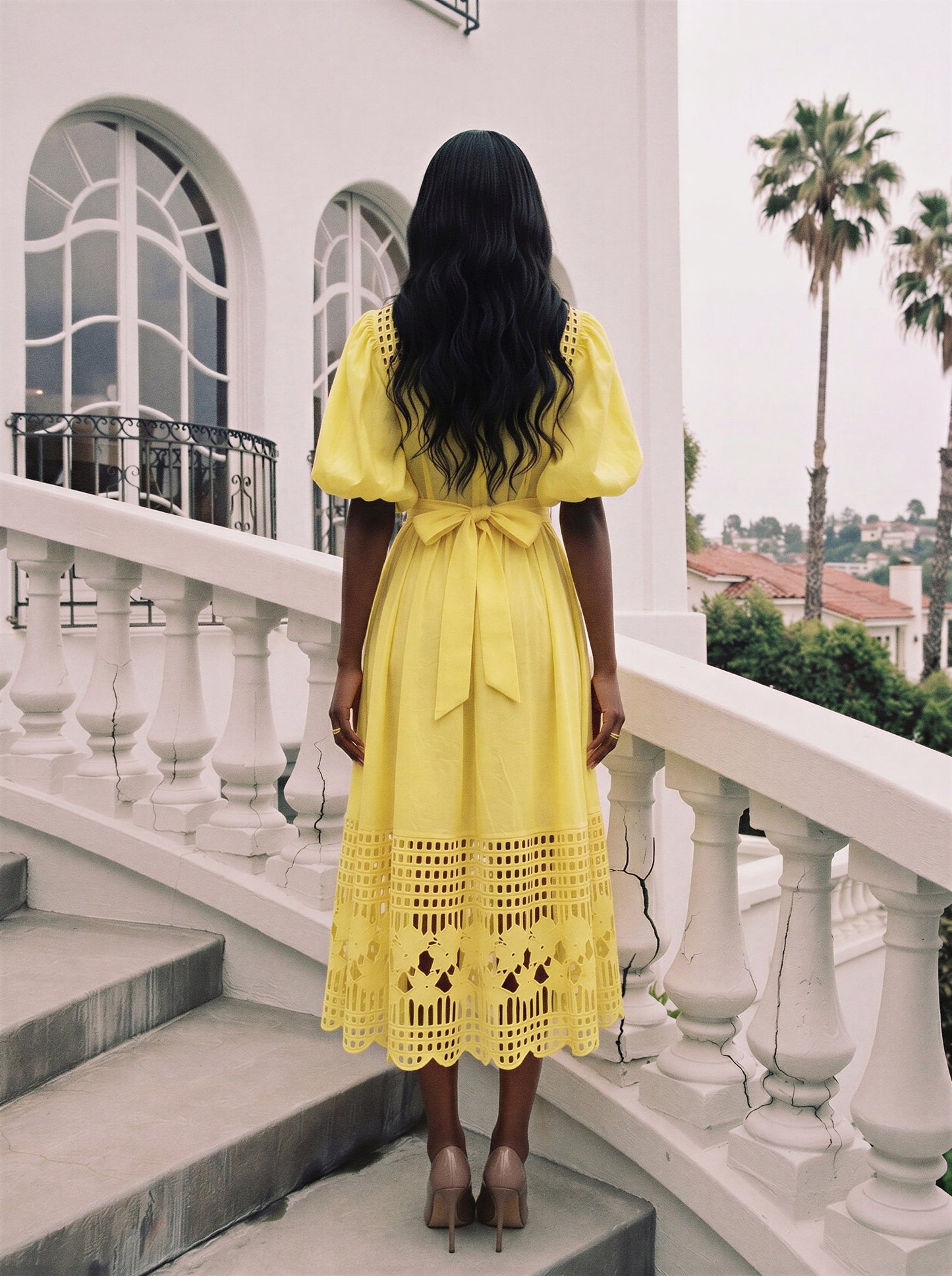 De Lux Midi Dress - comes in white, yellow, pink, white & Black