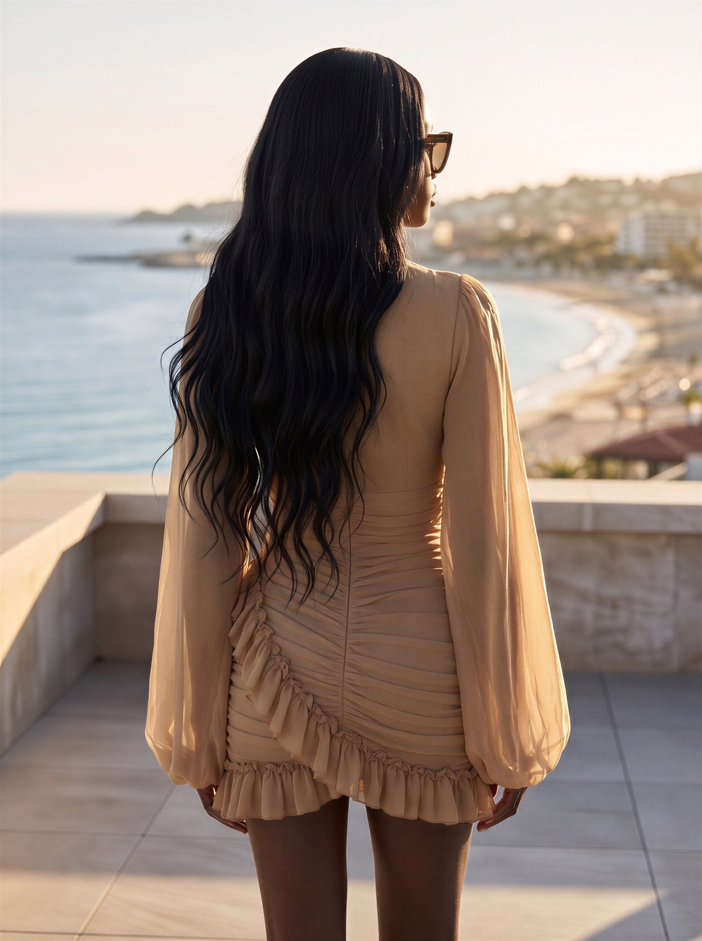 * NEW AW26 Desert Sand Chiffon Mini Dress