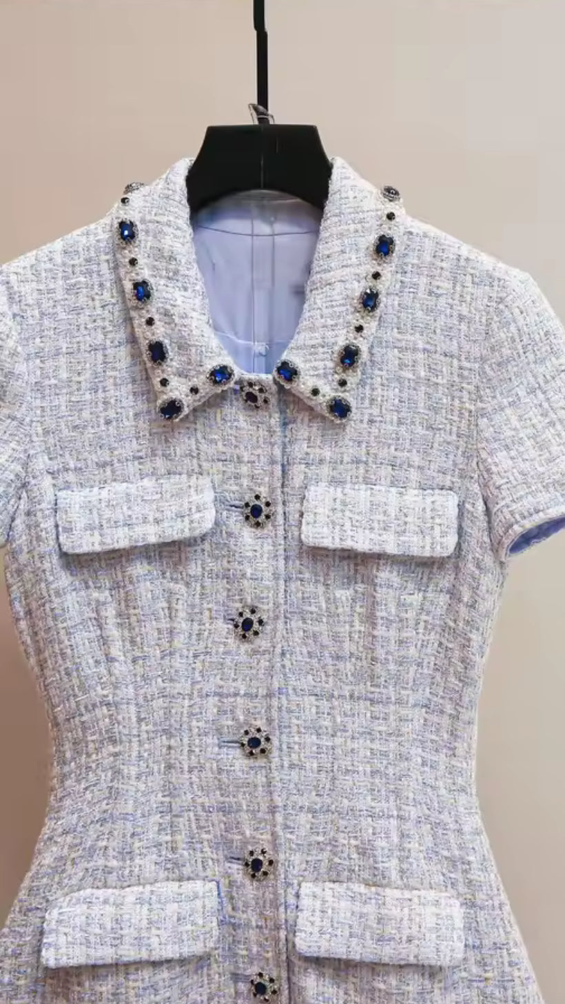 Crystal Ball Tweed Mini Dress