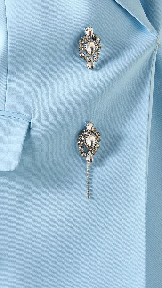 Diamonds Feather Lapel Flare Trousers Suit - Comes in Blue or Pink