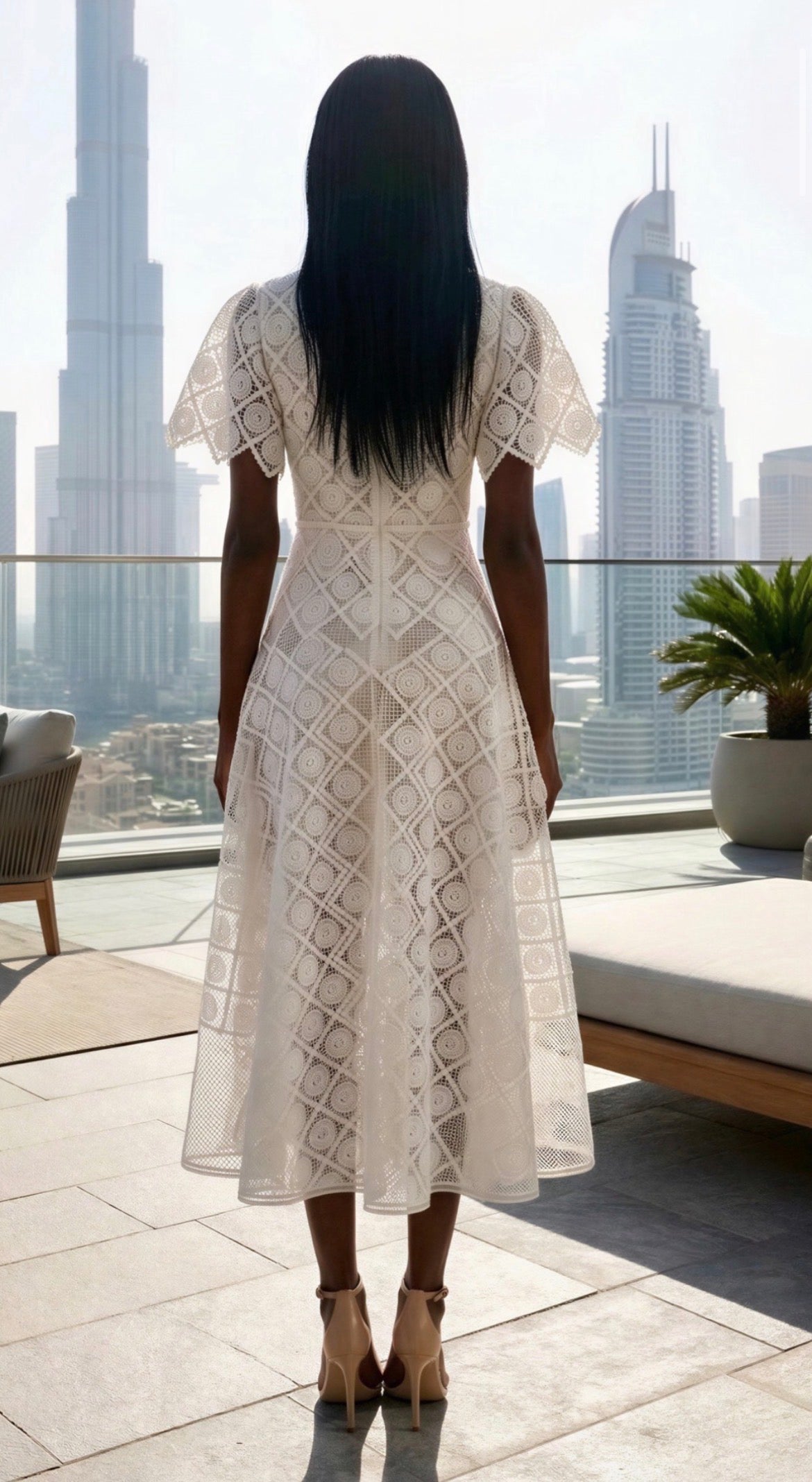 White Swan Embroidered Maxi Dress