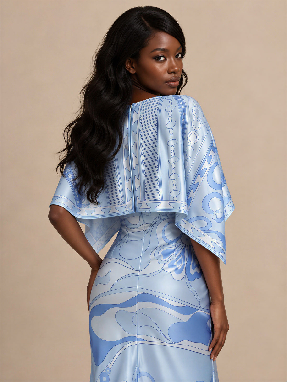 Blue Belle Cape Maxi Dress