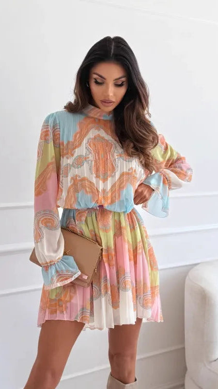 Sweet Pastels Bohemian Mini Dress with Belt