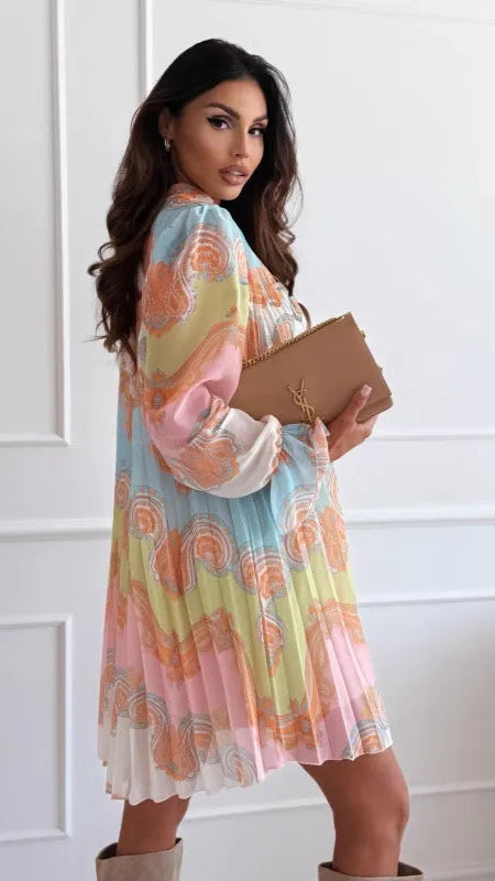 Sweet Pastels Bohemian Mini Dress with Belt
