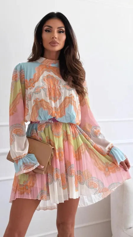 Sweet Pastels Bohemian Mini Dress with Belt