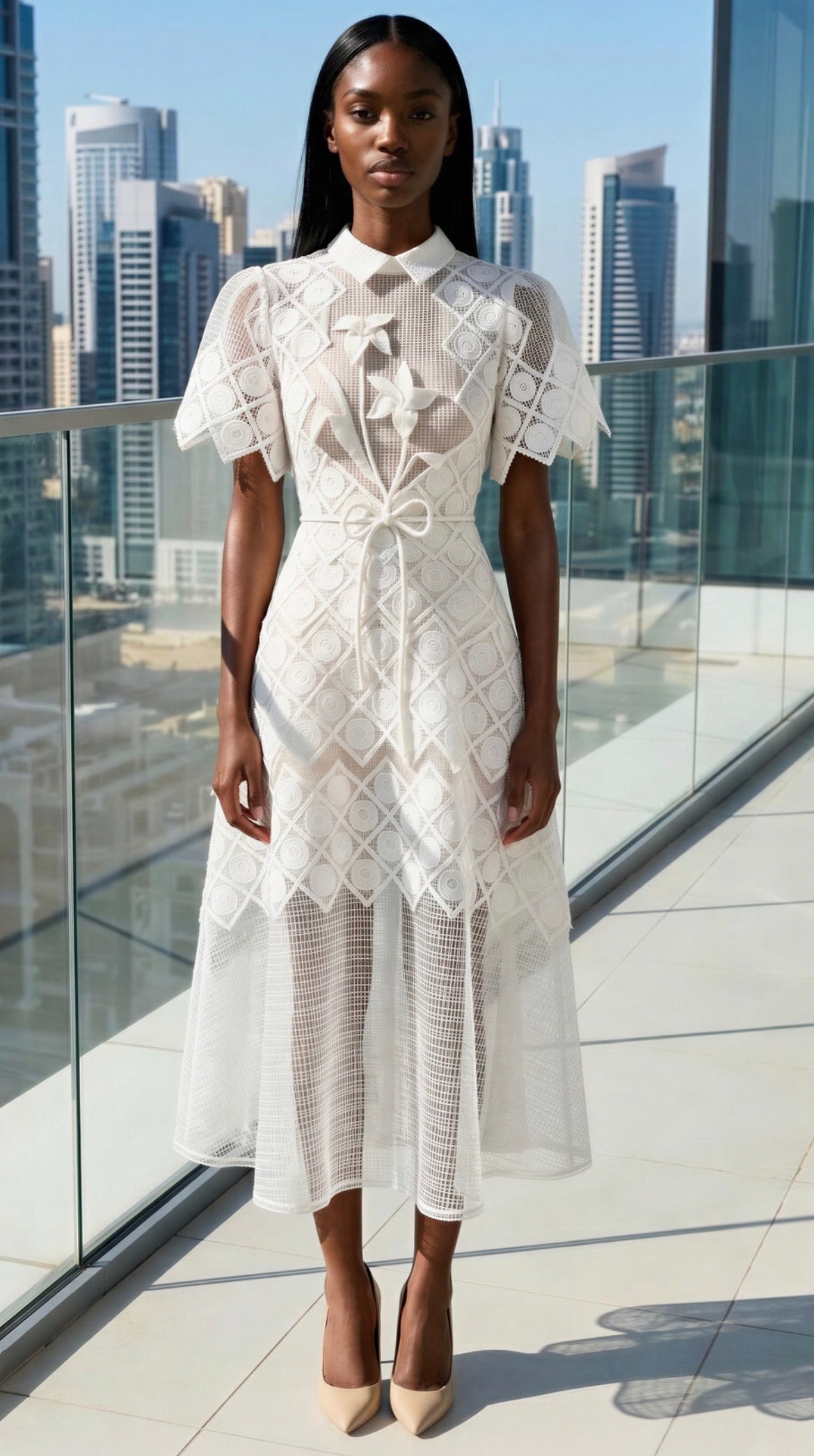 White Swan Embroidered Maxi Dress