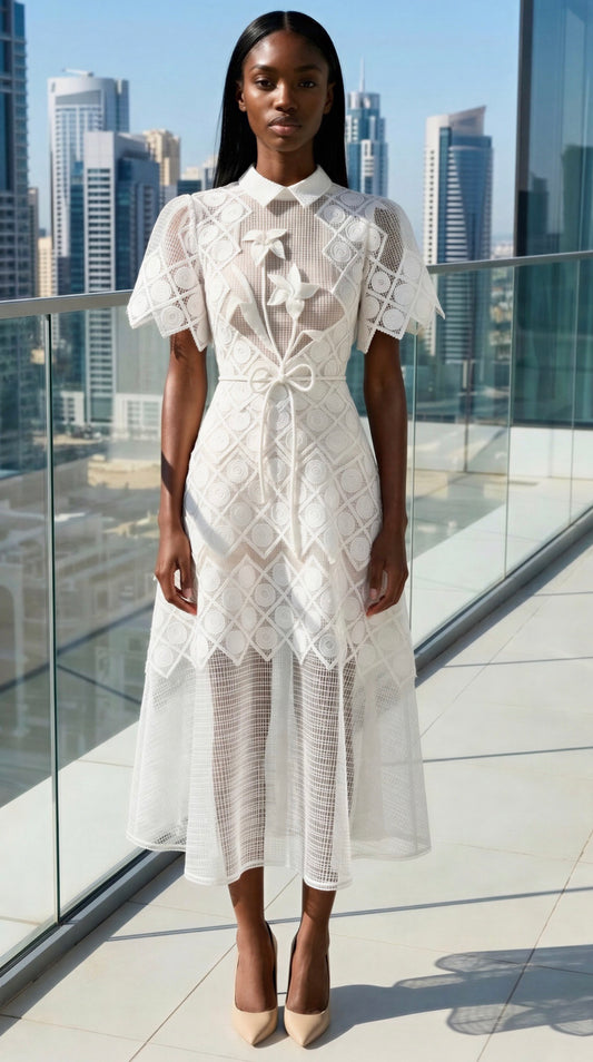 White Swan Embroidered Maxi Dress