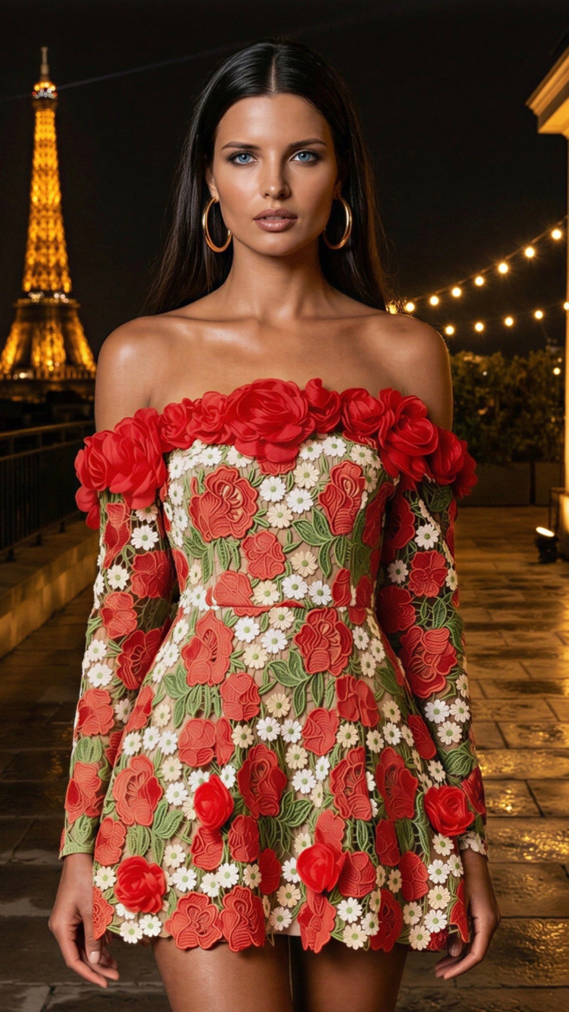 Bed Of Roses Embroidered Mini Dress