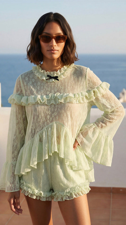 Chic Mint Ruffles Set
