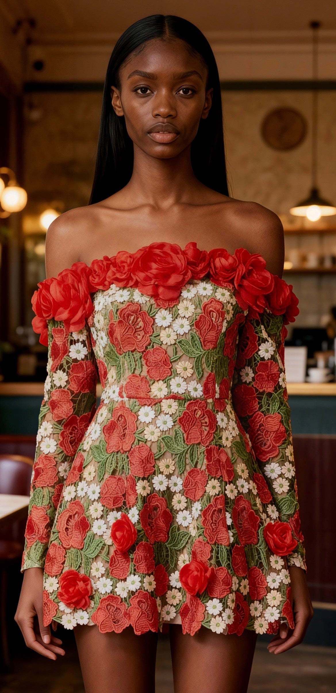 Bed Of Roses Embroidered Mini Dress