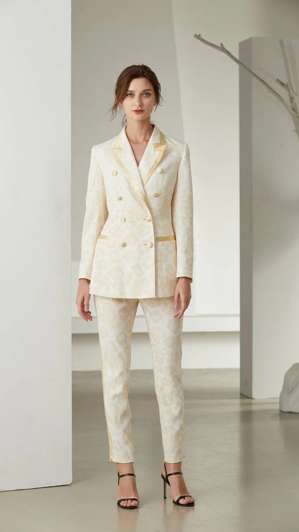 Cream & Gold Luxe Leopard Print Suit