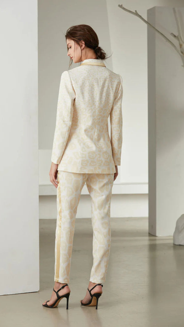 Cream & Gold Luxe Leopard Print Suit