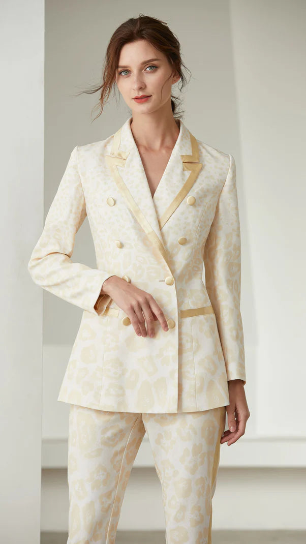 Cream & Gold Luxe Leopard Print Suit