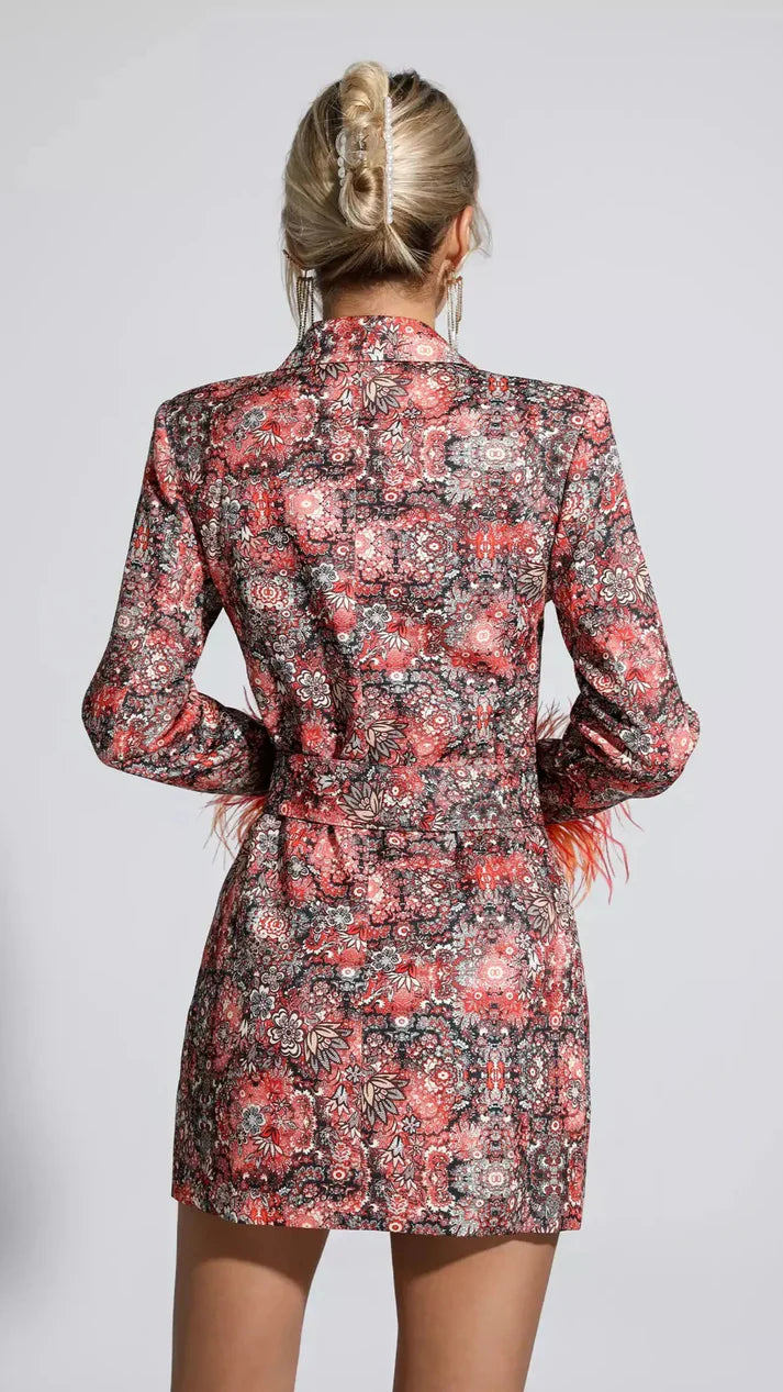 Feather Cuff Blazer Dress.