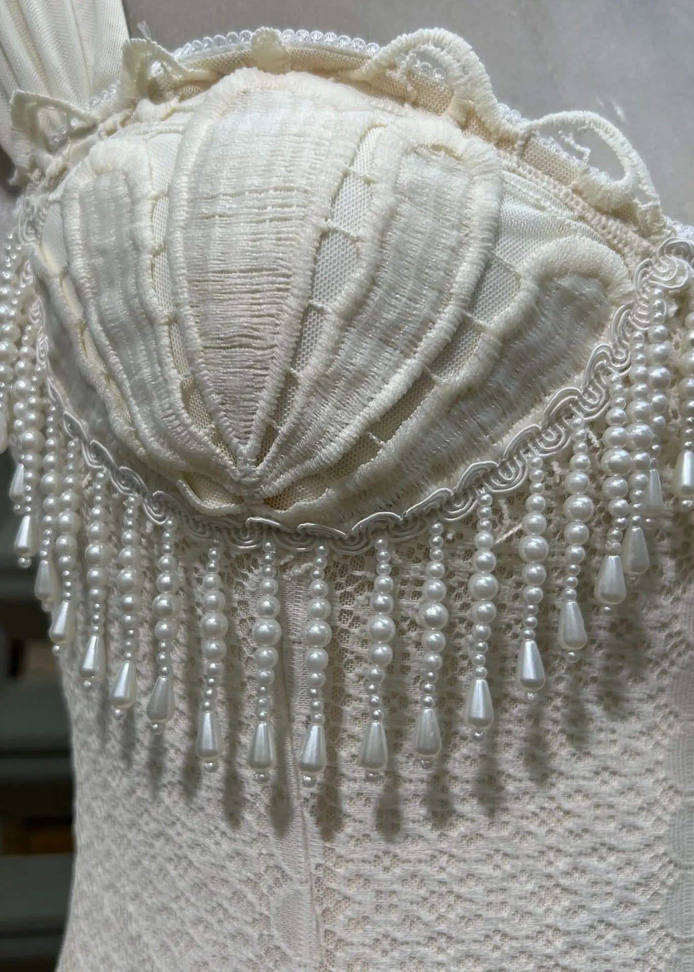Crystal Clear Mini Dress Lace Dress Pearl Fringe