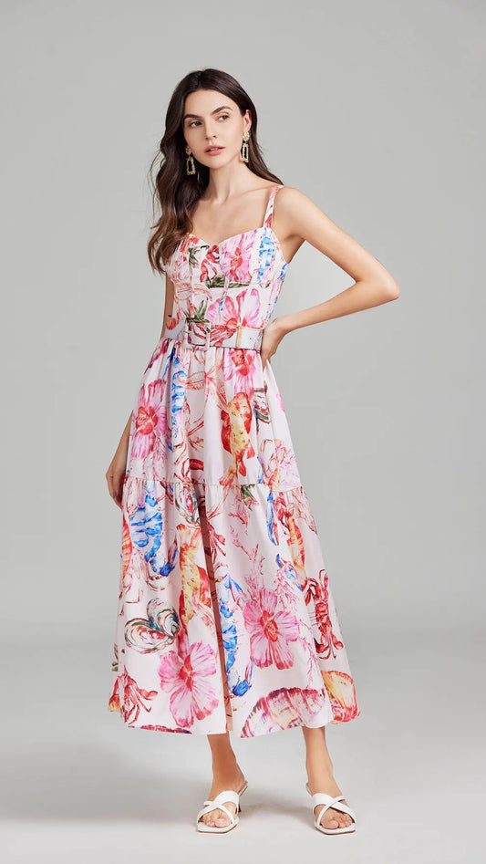 Flourish Midi Dress with belt