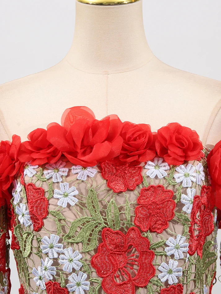Bed Of Roses Embroidered Mini Dress