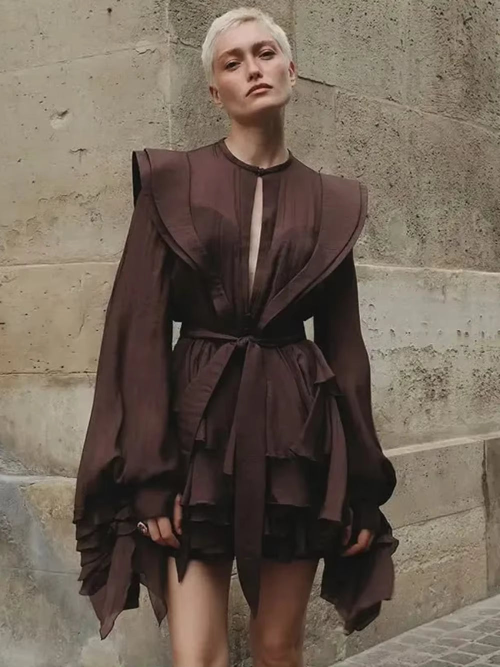 Sicilian Style Mini Dress - Comes in Coffee & Pink