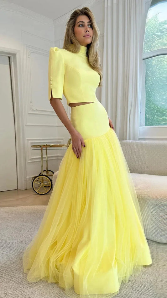 Yellow Daffodil Top & Ruffle Skirt Set