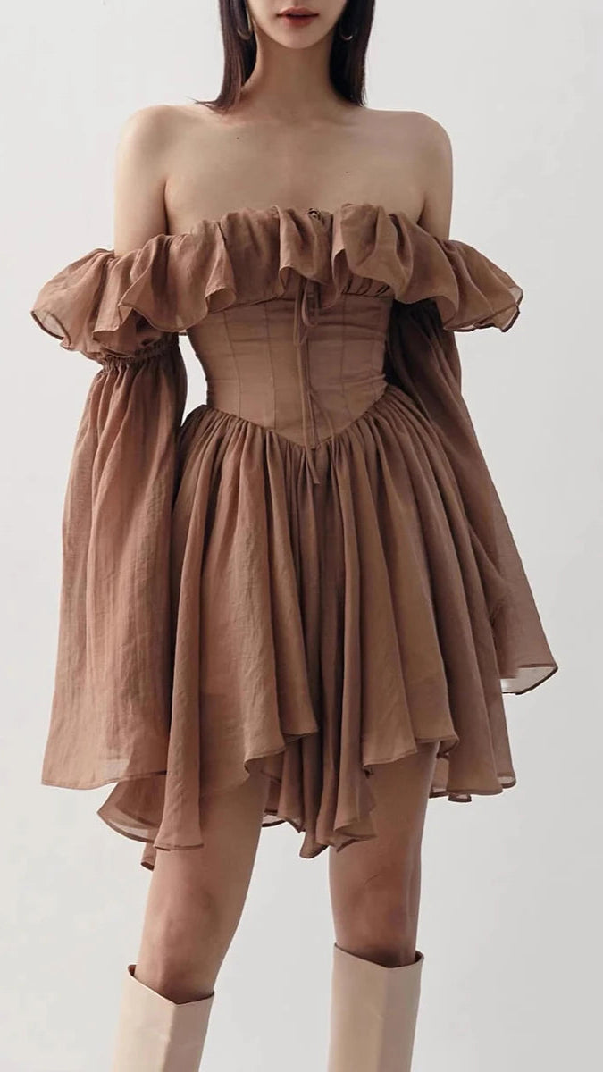 Coffee Lux Mini  Dress
