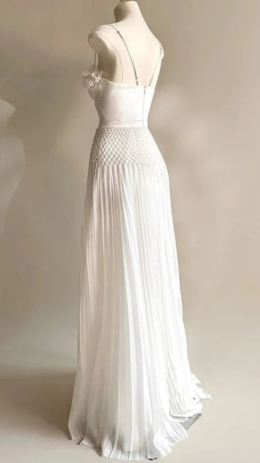 Beautiful Flower Pleated Maxi Dress