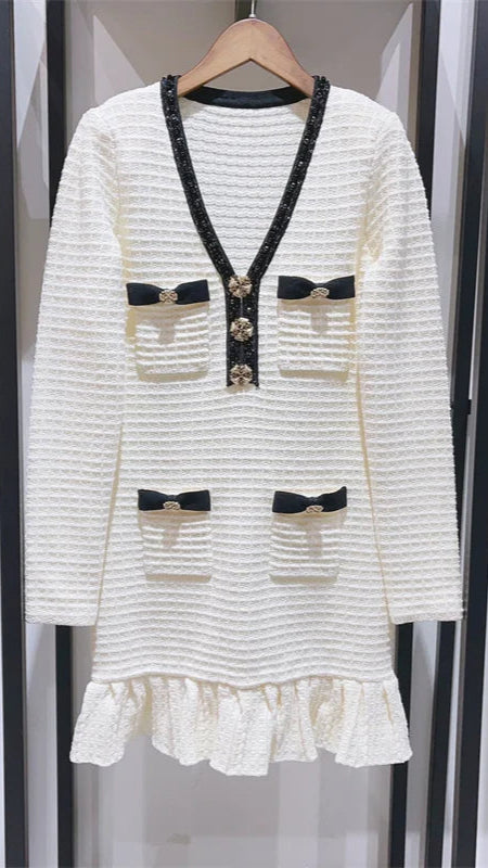 White Swan Sparked Collar Mini Dress