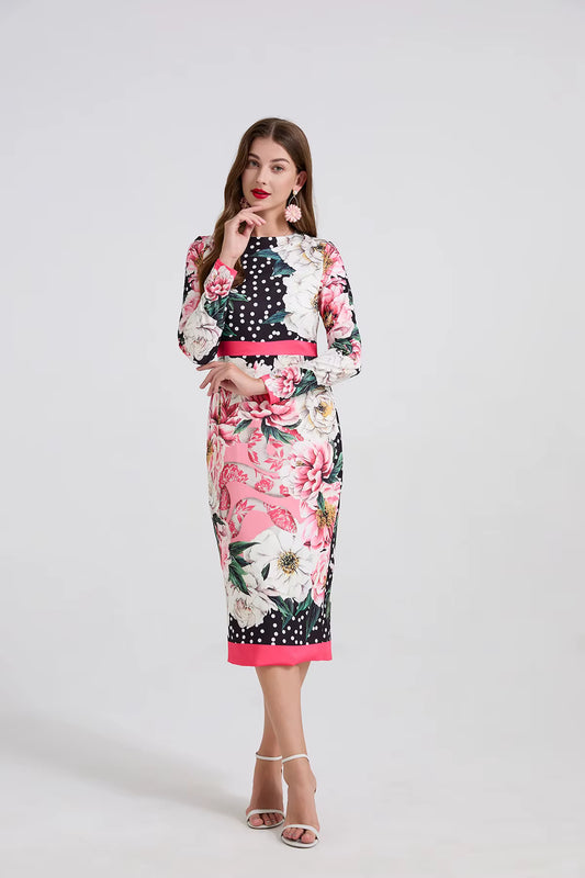 Floral Elegance Chic Printed Dress