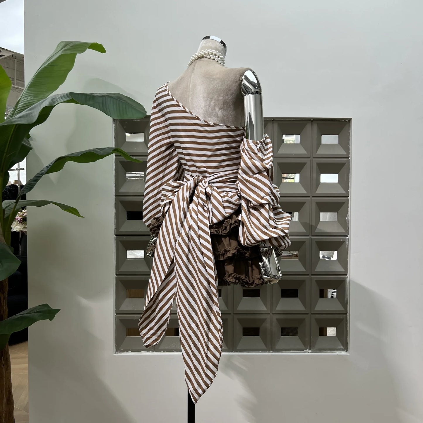 Chic Striped Hybrid Top with Ruffled Skirt (with shorts)