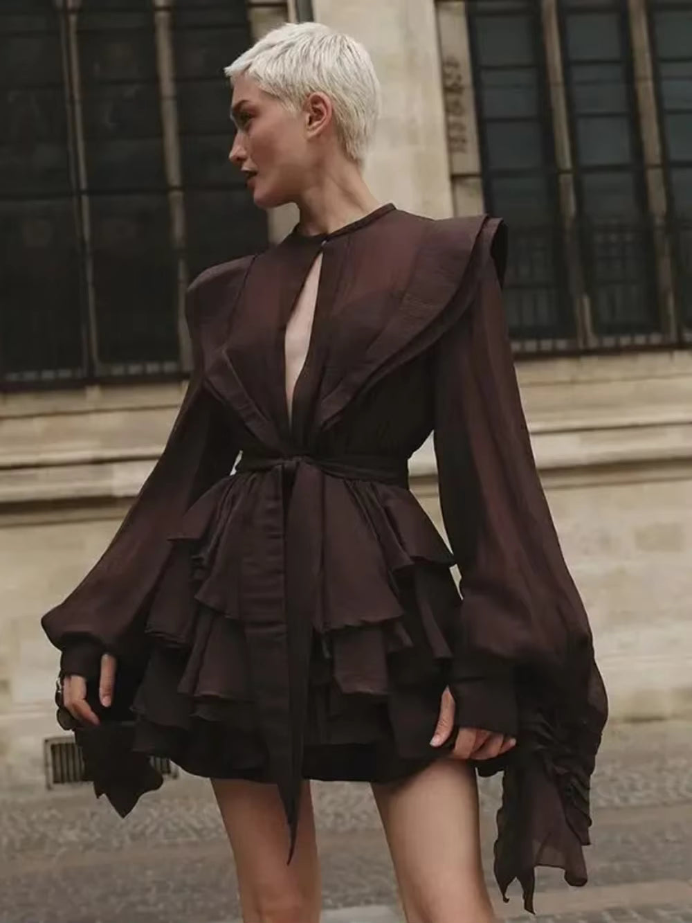 Sicilian Style Mini Dress - Comes in Coffee & Pink