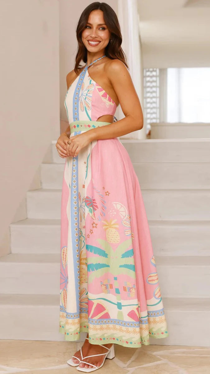 Tropical Bliss Halter Maxi Dress