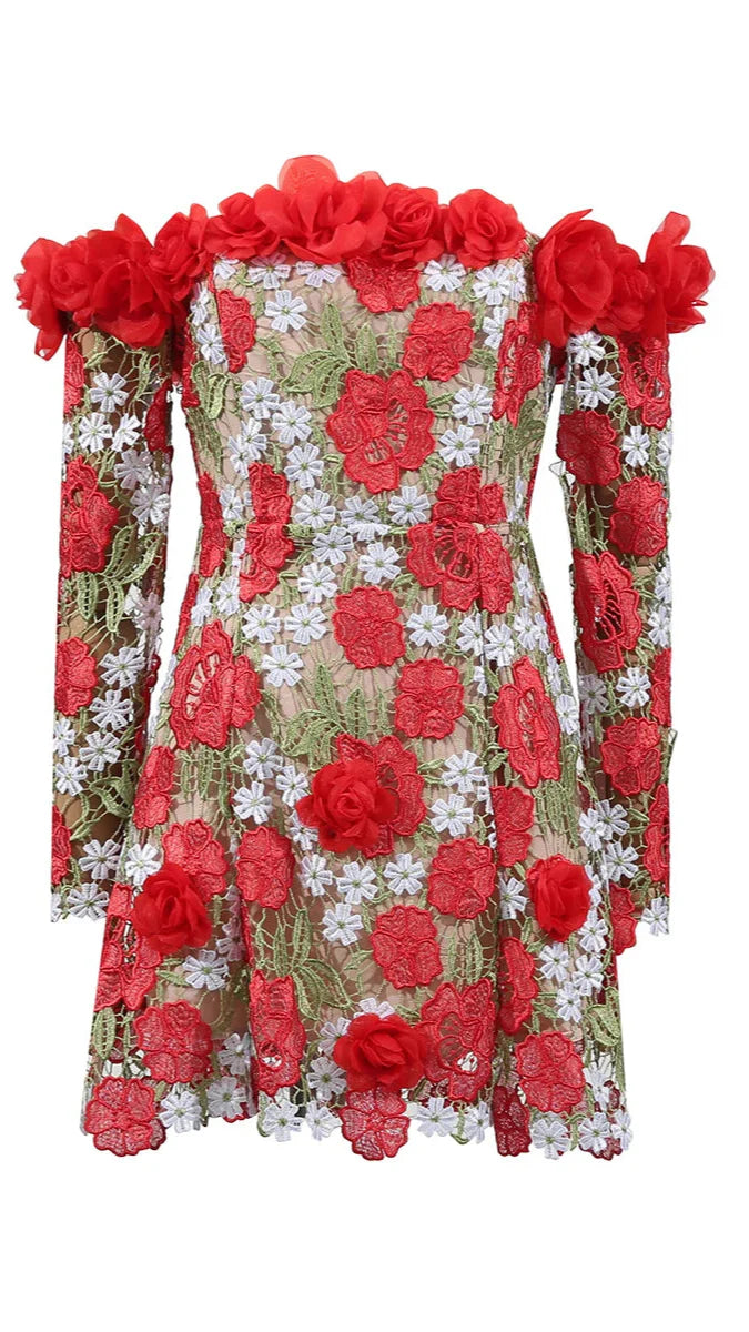 Bed Of Roses Embroidered Mini Dress
