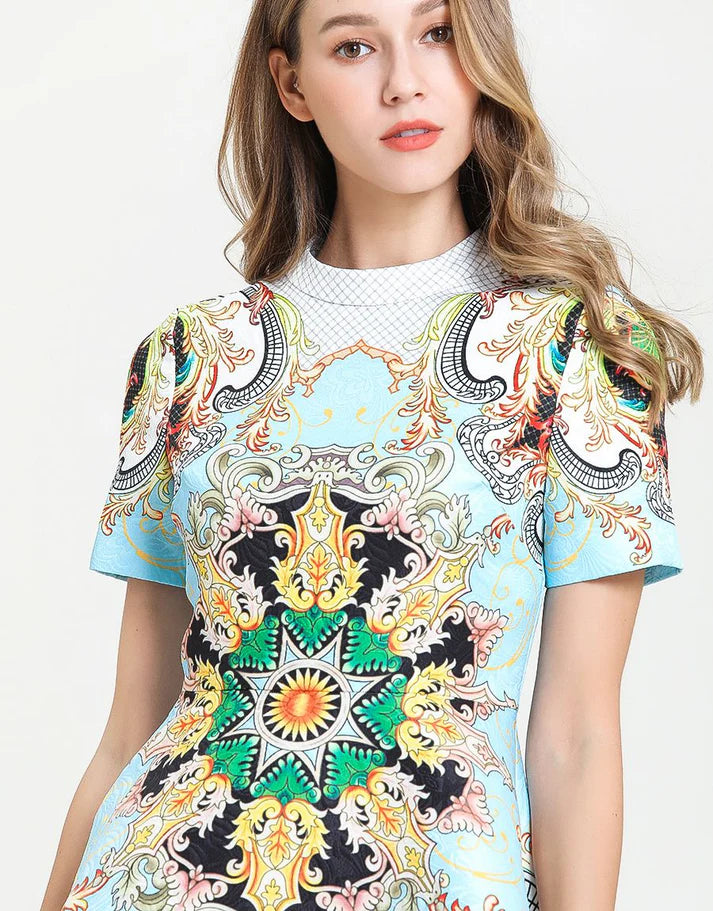 Sun and Star Emblem Skater Dress