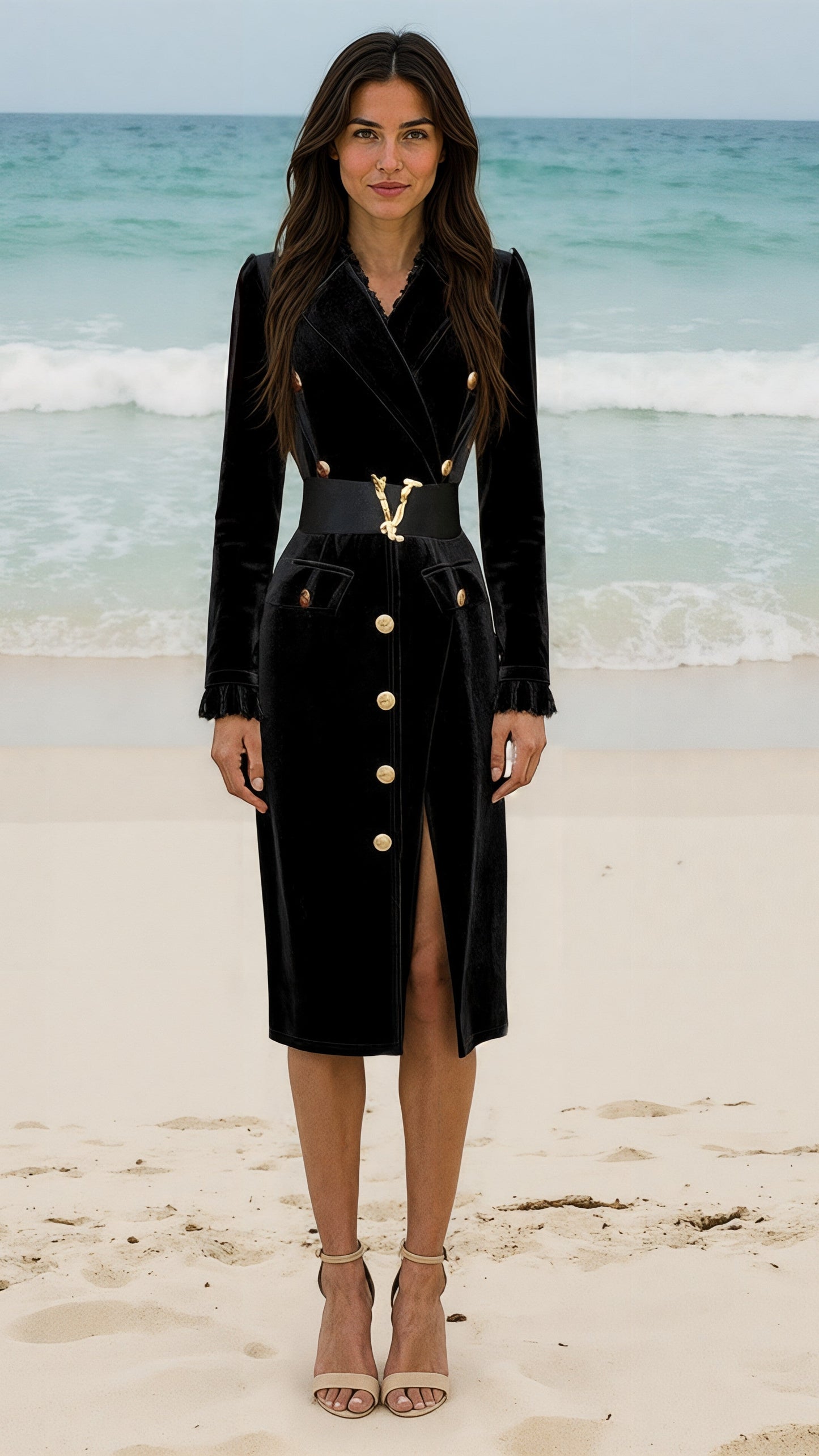 Velvet Aline Dress with Belt - Comes in Black & Chocolate