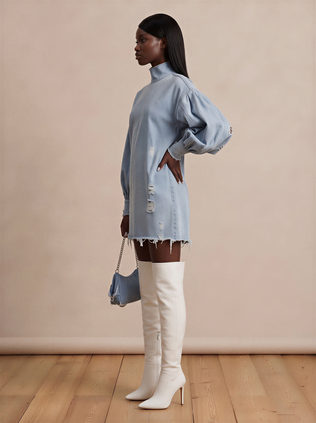 Vintage Loose Fitting Long Sleeve Denim Dress