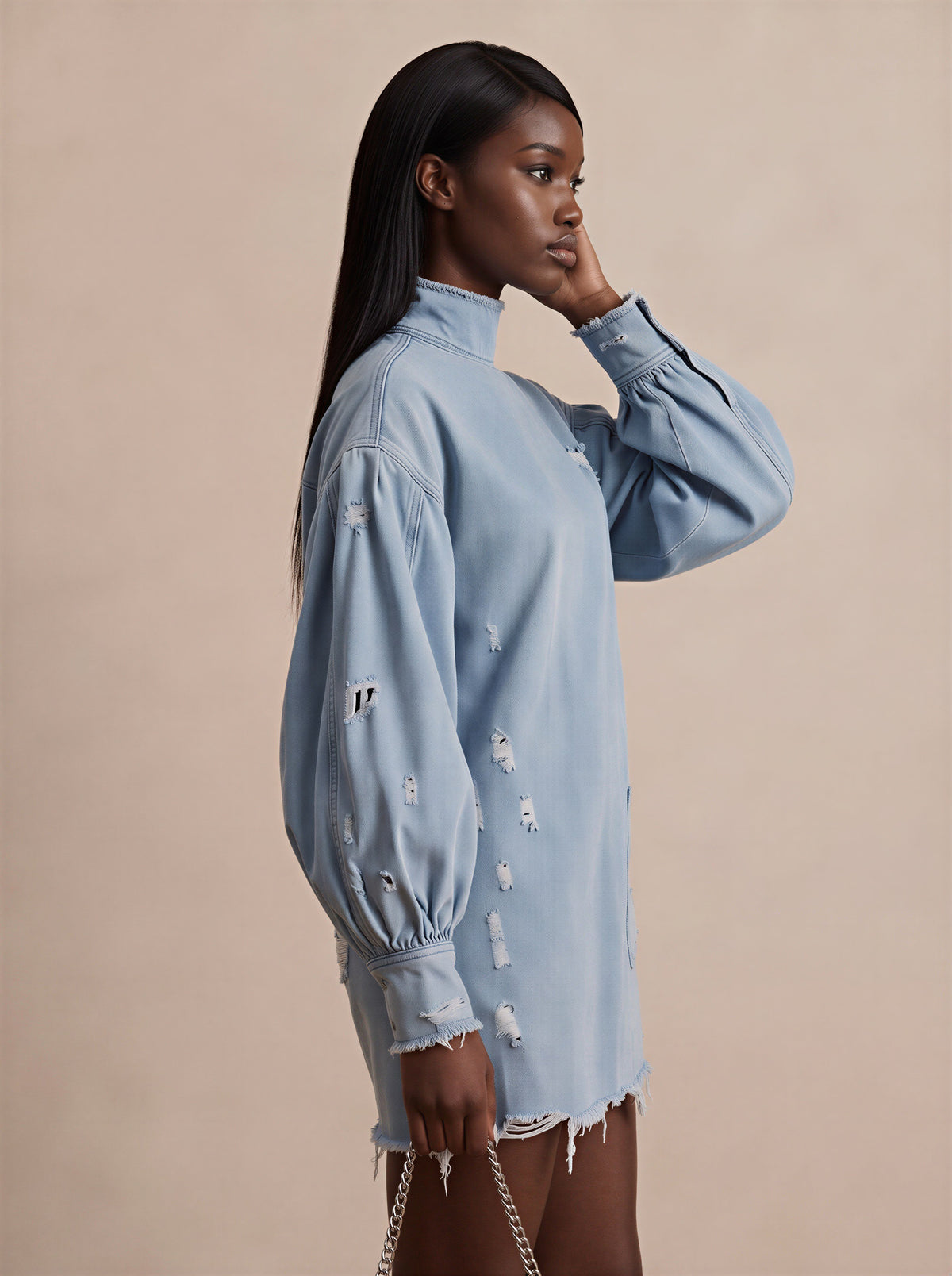 Vintage Loose Fitting Long Sleeve Denim Dress