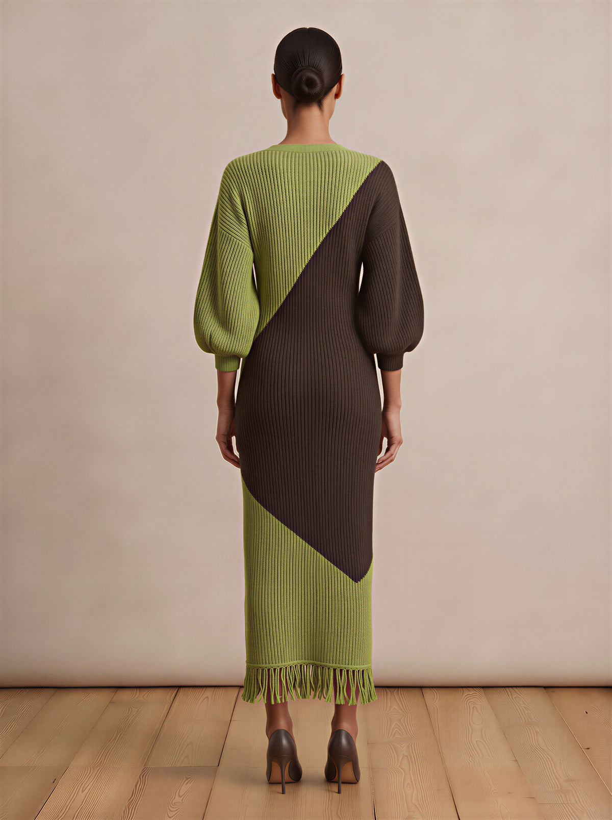 Colour Block Knitted Maxi Dress