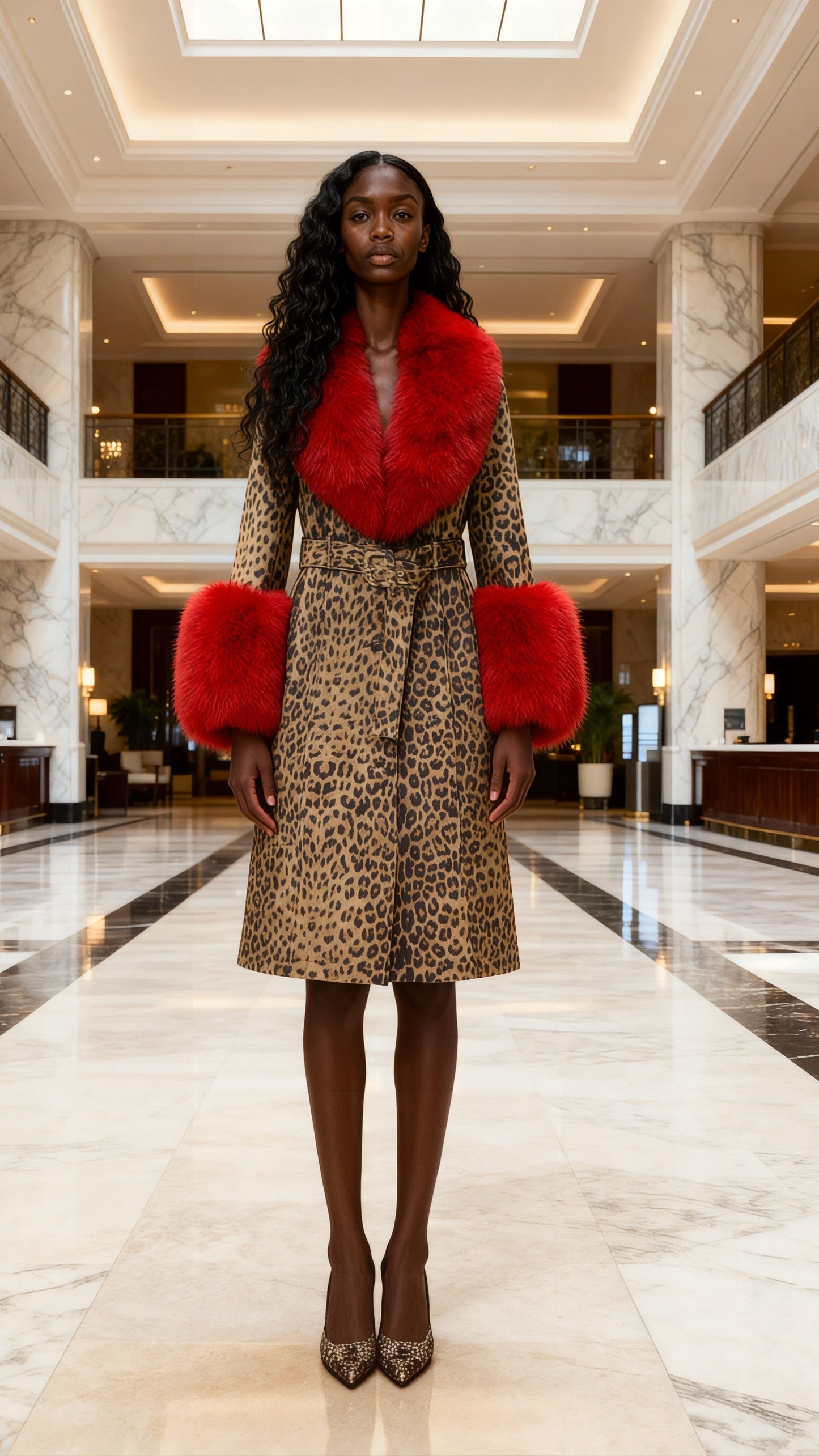 Premium Savannah Leopard Print Luxe Leather & Fur Coat - Comes in 5 Colours