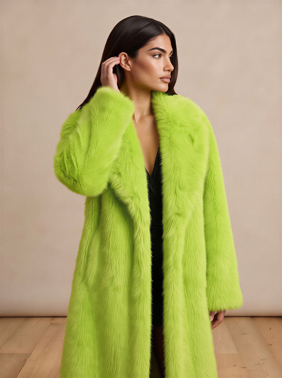 Fluorescent Faux Fur Premium Maxi Coat