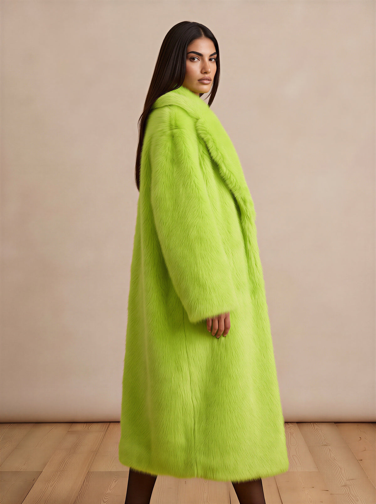 Fluorescent Faux Fur Premium Maxi Coat