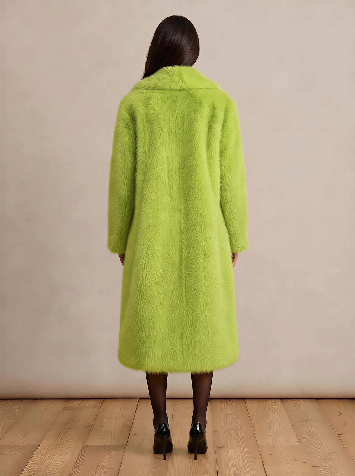 Fluorescent Faux Fur Premium Maxi Coat