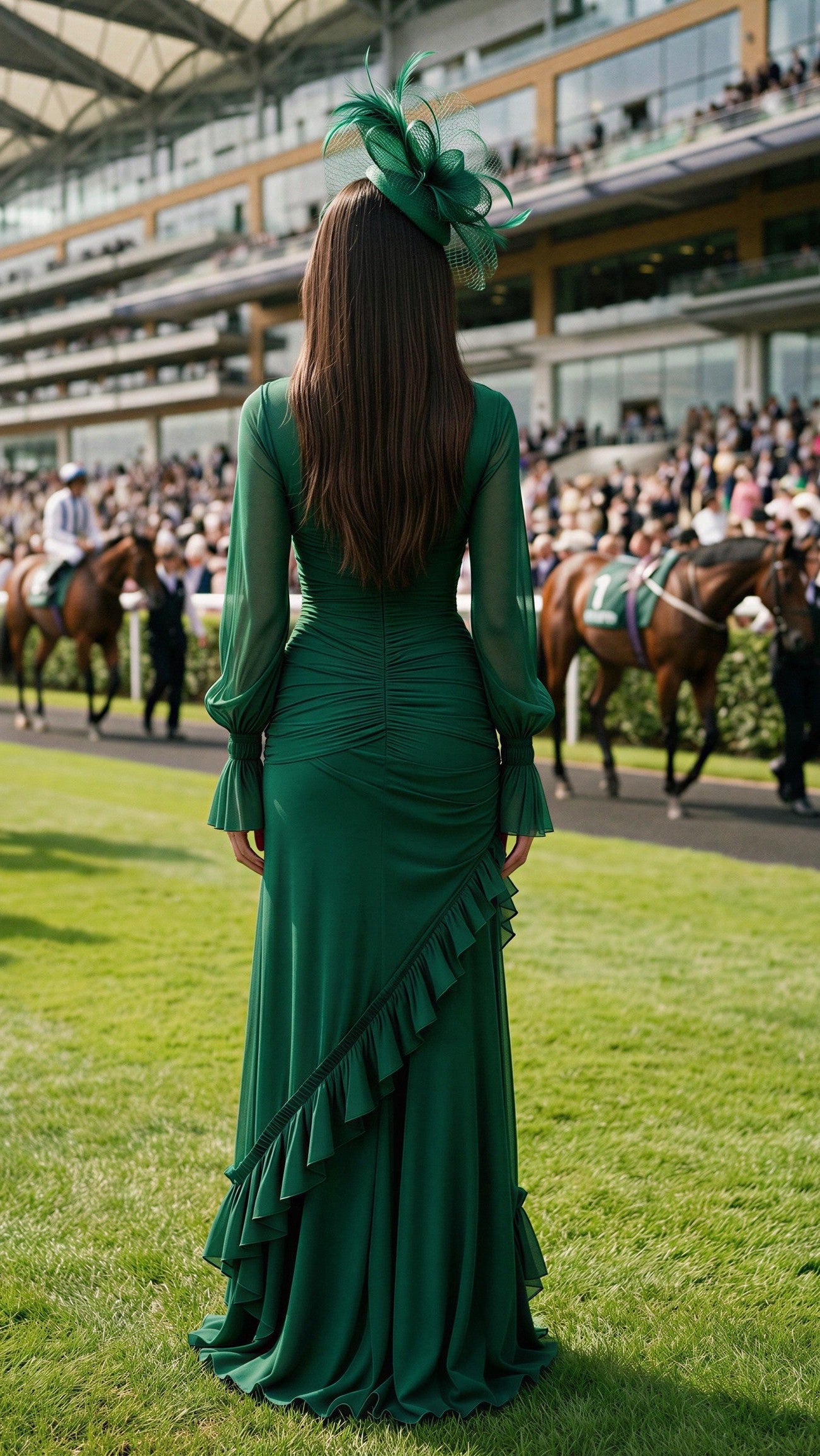 All Emerald Ruffle Maxi Dress