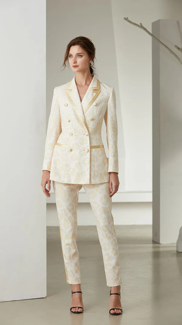 Cream & Gold Luxe Leopard Print Suit