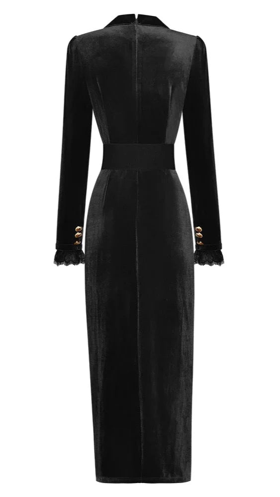 Velvet Aline Dress with Belt - Comes in Black & Chocolate