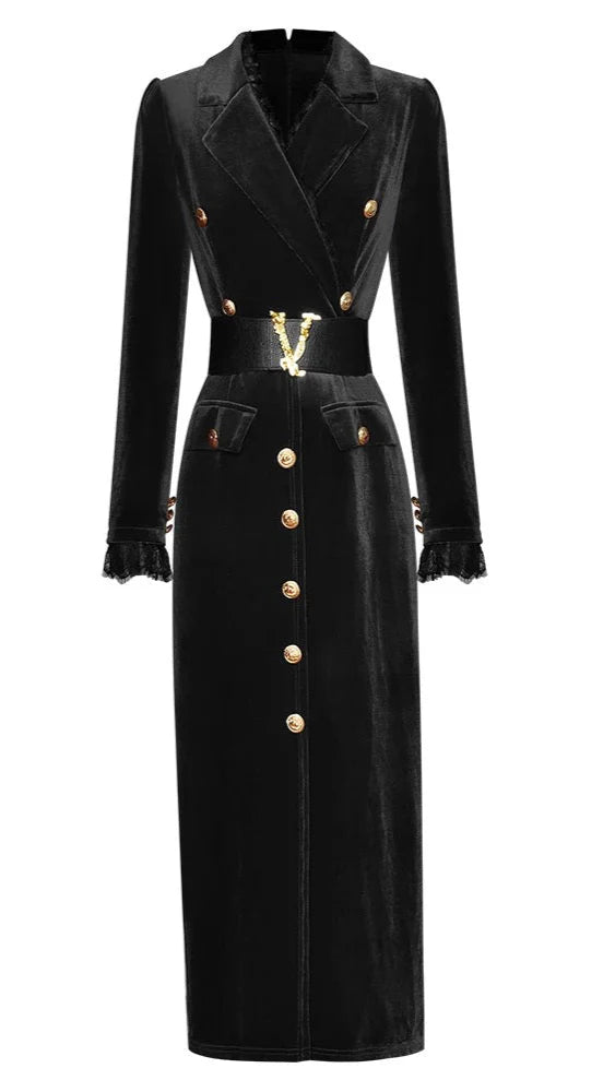Velvet Aline Dress with Belt - Comes in Black & Chocolate