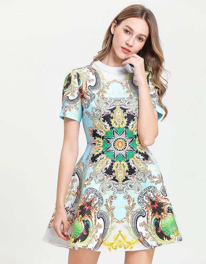 Sun and Star Emblem Skater Dress