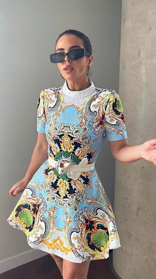 Sun and Star Emblem Skater Dress