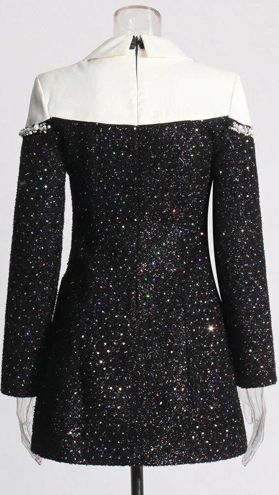 Like a Star” Sequins & Pearls Mini Dress