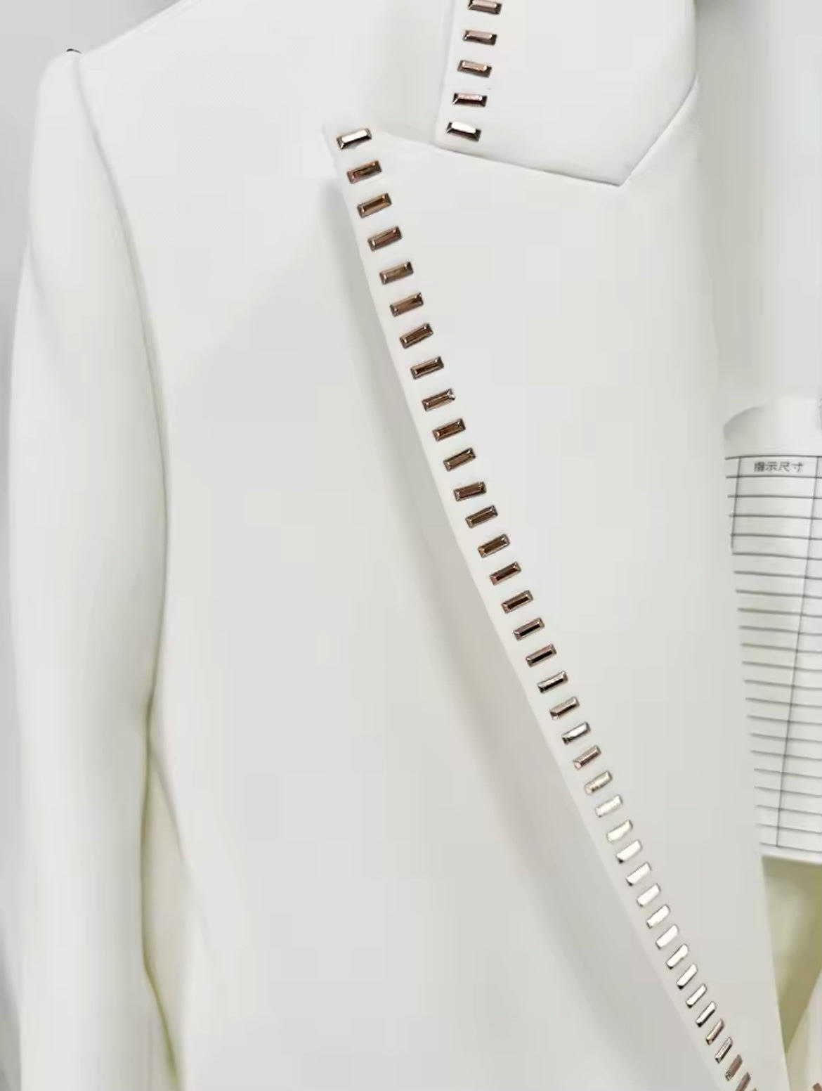 Staple White Blazer & High Waisted Wide Trouser Suit with Neck Tie