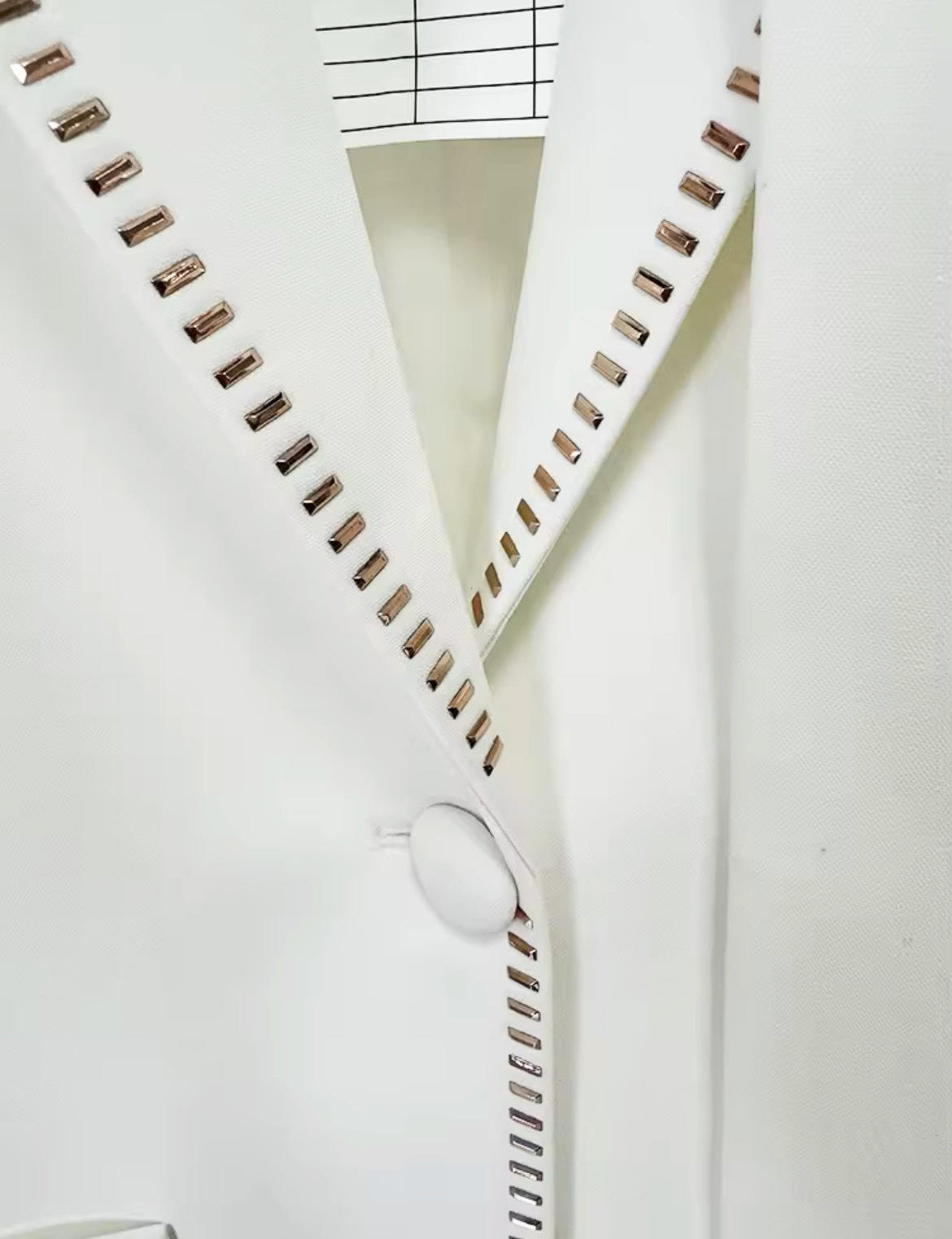 Staple White Blazer & High Waisted Wide Trouser Suit with Neck Tie